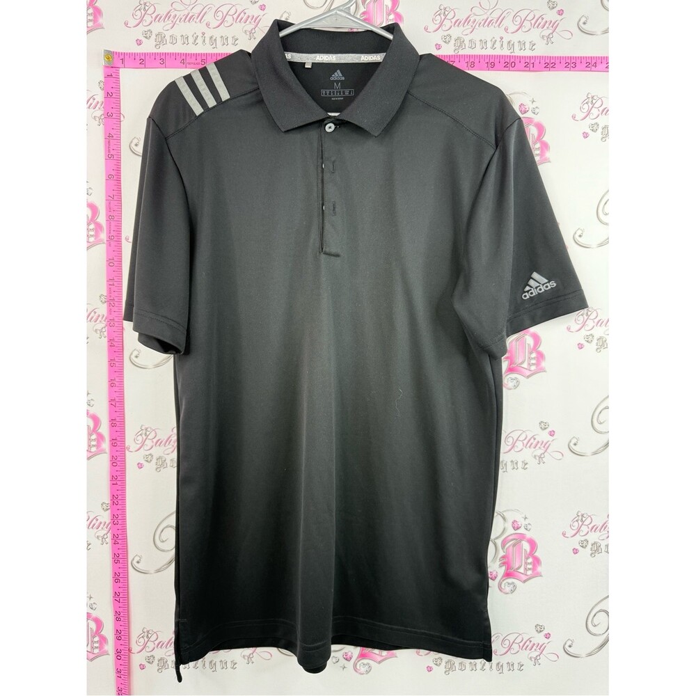 Adidas T-shirt top Men’s Black Polo Shirt with Signature Three Stripes